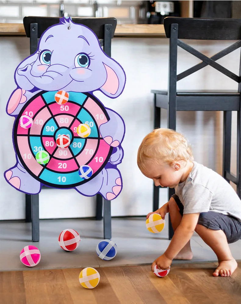 Cartoon Animal Dart Board with Sticky Balls.