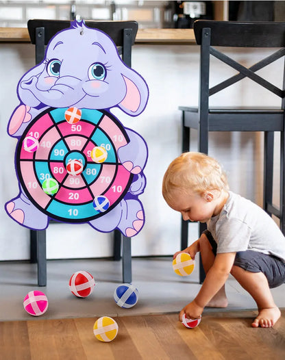 Cartoon Animal Dart Board with Sticky Balls.