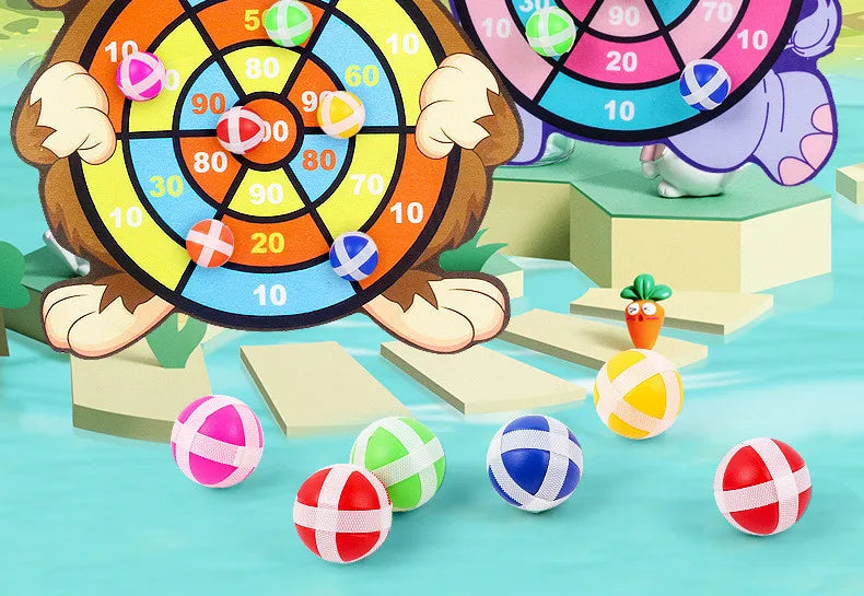Cartoon Animal Dart Board with Sticky Balls.