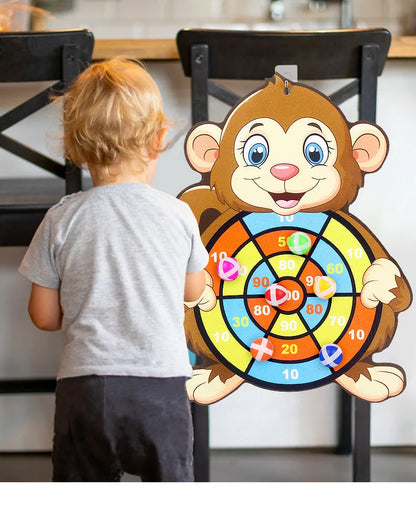 Cartoon Animal Dart Board with Sticky Balls.